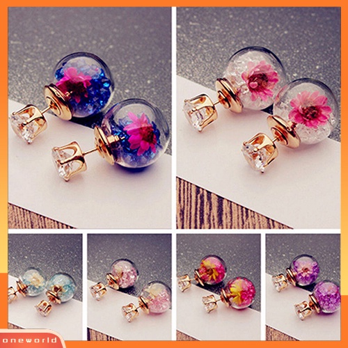[WOD] 1pasang Fashion Wanita Lady Elegan Bunga Berlian Imitasi Ear Stud Earrings Jewelry