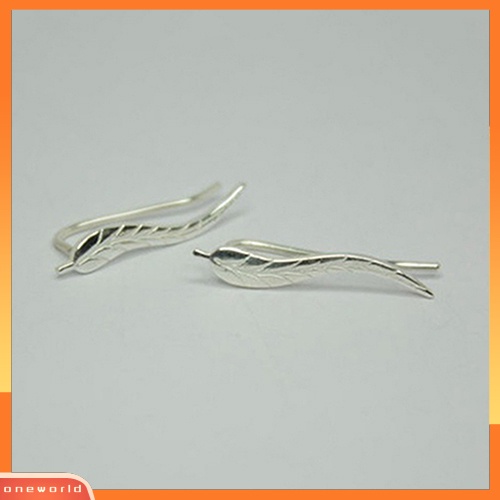 [WOD] 1pasang Fashion Wanita Elegan Lucu Mini Daun Berlian Imitasi Ear Stud Earrings Jewelry