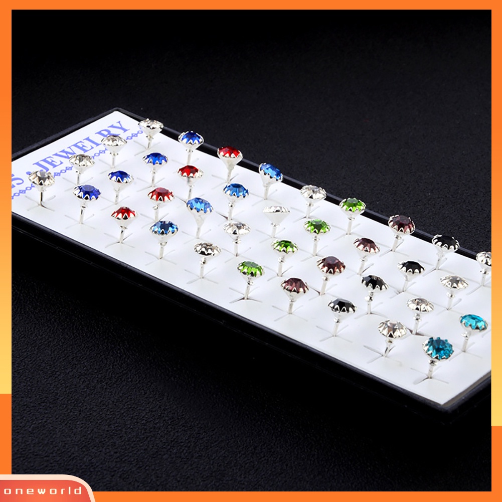 [WOD] 20pasang Fashion Sederhana Wanita Warna Campur 2mm Berlian Imitasi Ear Studs Earrings