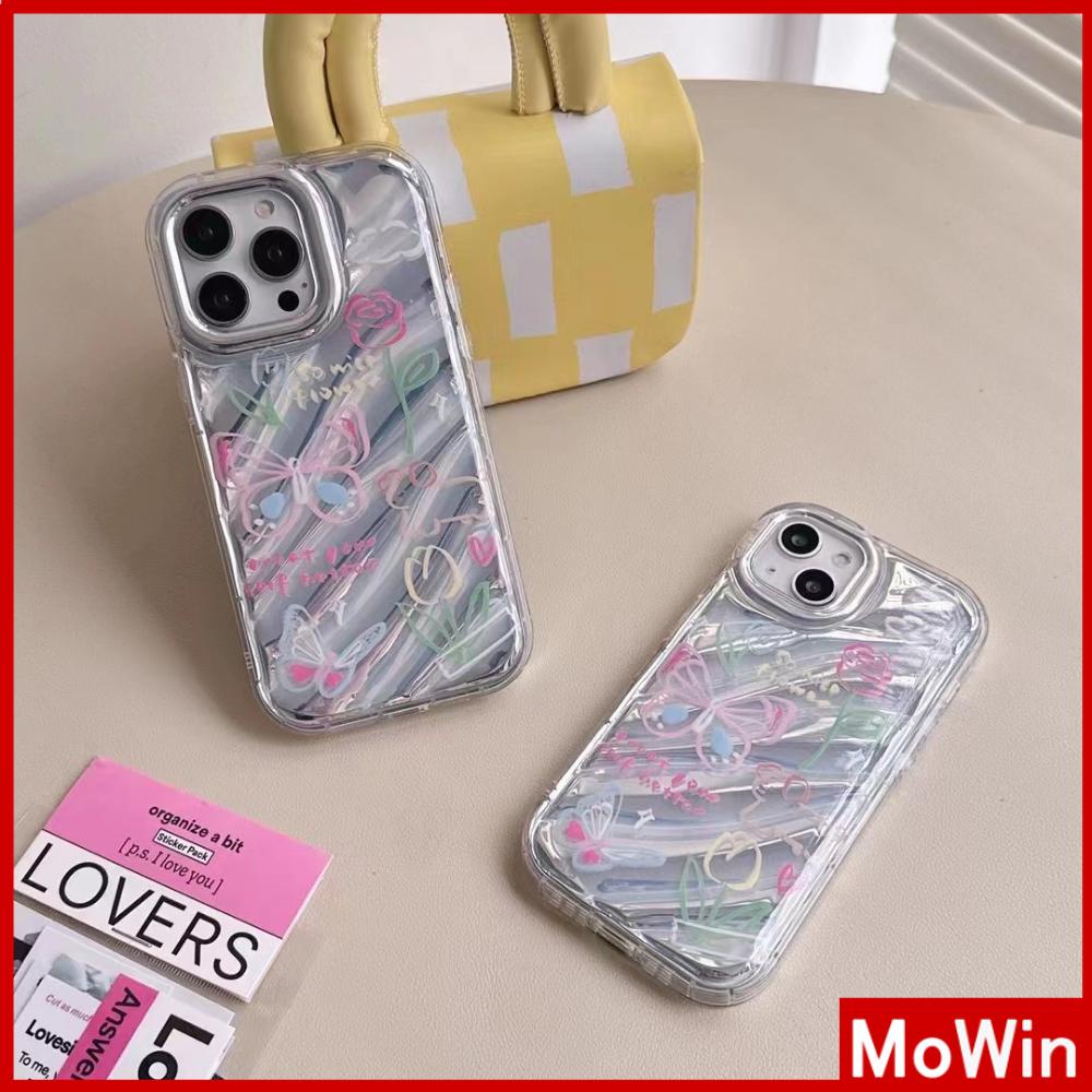 Case iPhone 14 Pro Max iPhone Case Laser Reflektif Bening Case TPU Soft Case Airbag Tahan Guncangan Bunga Kupu-kupu Sederhana Kompatibel dengan iPhone 13 Pro Max 12 Pro Max 11 Xr X Max 7 8