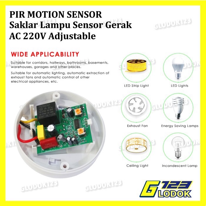 Saklar Lampu Sensor Gerak Otomatis PIR Switch Motion Detector Plafon