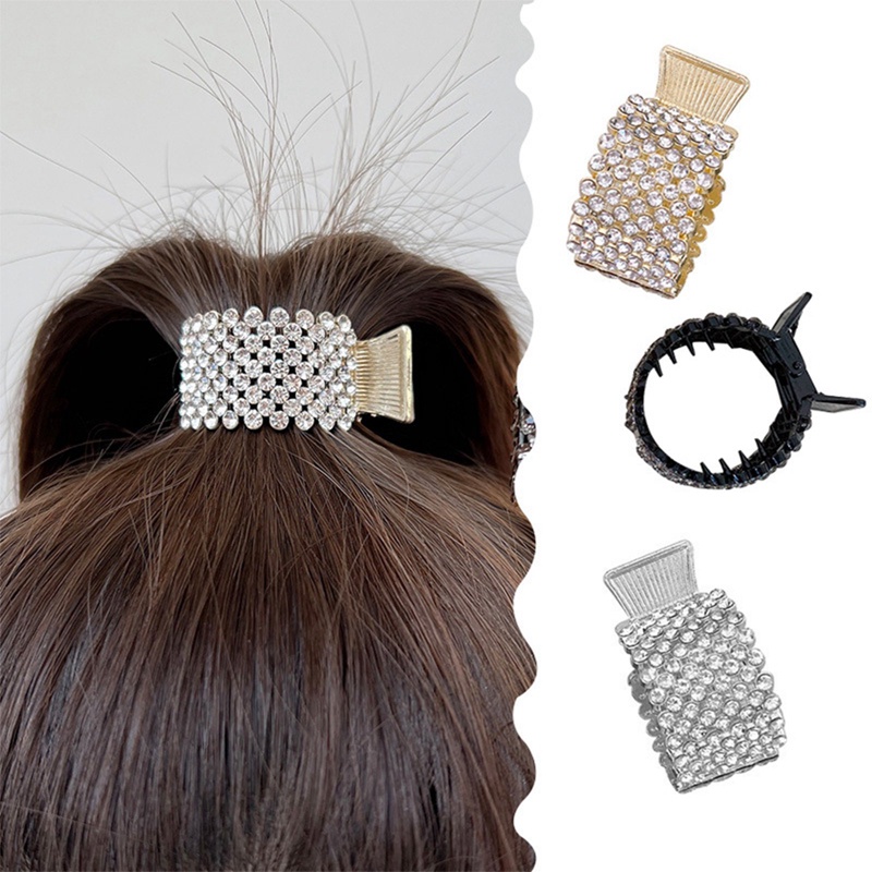 Lucu Penuh Bor Jepit Rambut Perempuan Kembali Kepala Tinggi Ponytail Tetap Artefak Cakar Klip Logam Musim Panas Terompet Ambil Klip Hiasan Kepala