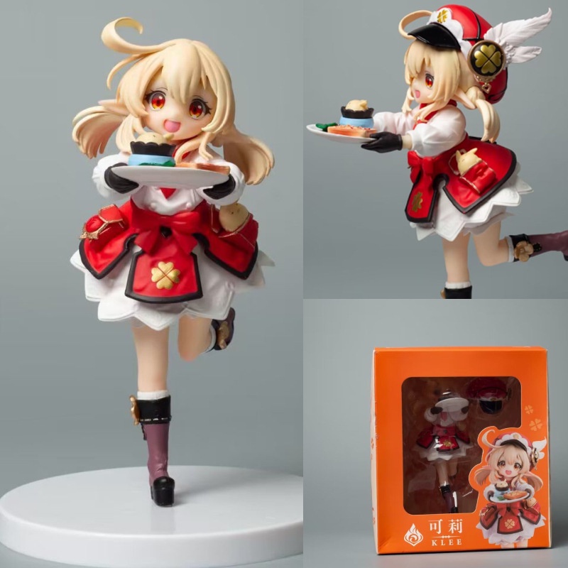 Figure Anime Genshin Impact GK Klee Genshin Impact Paimon Action Figure Klee 3rd Generasi 16cm Patung PVC Koleksi Model Mainan Boneka