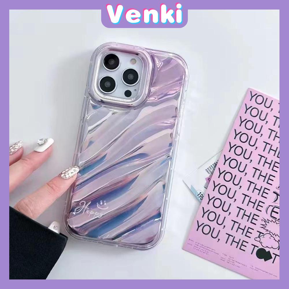 VENKI - iPhone Case untuk iPhone 11 Laser Reflektif Bening Phone Case TPU Soft Shockproof Airbag Case Senyum Sederhana Kompatibel dengan iPhone 14 13 Pro Max 12 Pro Max XR XR 7Plus 8Plus