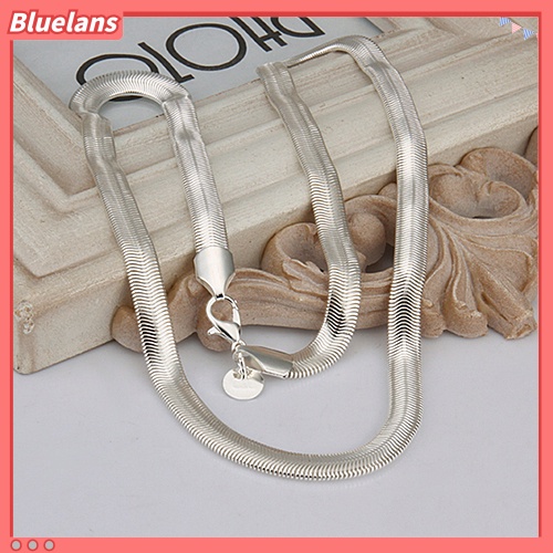 [BLS] Fashion Wanita Pria Perak Solid Berlapis 6mm Rantai Ular Kalung Tanpa Liontin
