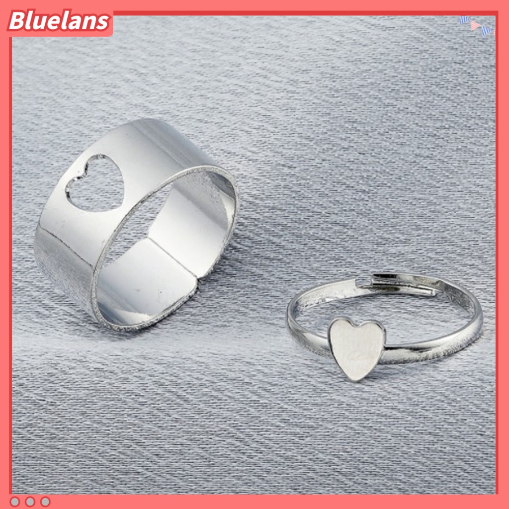 [BLS] 2pcs /Set Cincin Pasangan Warna Solid Yang Sesuai Dengan Cincin Gaya Punk Bentuk Bulan Cincin Pernikahan Hadiah Ulang Tahun