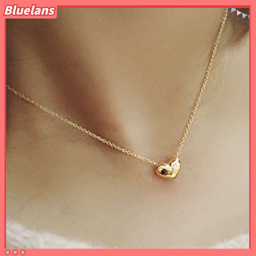 [BLS] Kalung Wanita Warna Solid Stainless Elegan Bentuk Hati Rantai Leher Hadiah Ulang Tahun