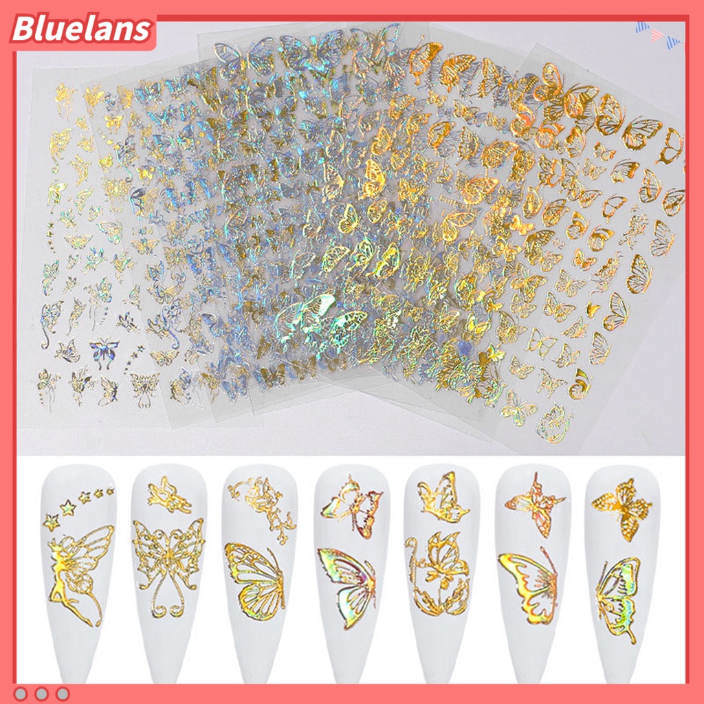 [BLM] 1lembar Manicure Decal Ringan Tidak Berbahaya Halus Butterfly Nail Art Transfer Sticker Untuk Wanita