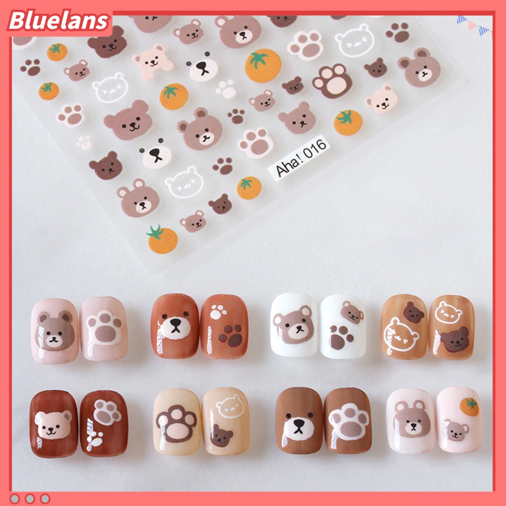 [BLM] Stiker Perekat Kuku Lovely DIY Paper Roses and Rabbits Nail Decals Untuk Wanita