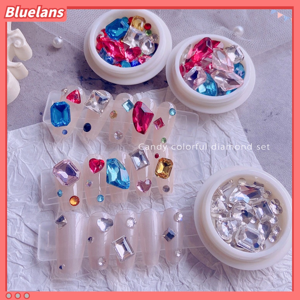 [BLM] Nail Rhinestones Indah DIY Ringan Nail Art Multi-faceted Love Dekorasi Untuk Wanita