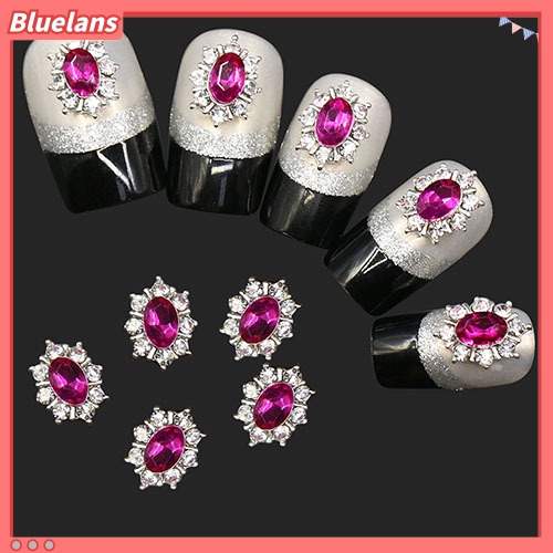 [BLM] Stiker Nail Art Kristal Berlian Imitasi Alloy Wanita Gadis Dekorasi Bunga 10Pcs /Set