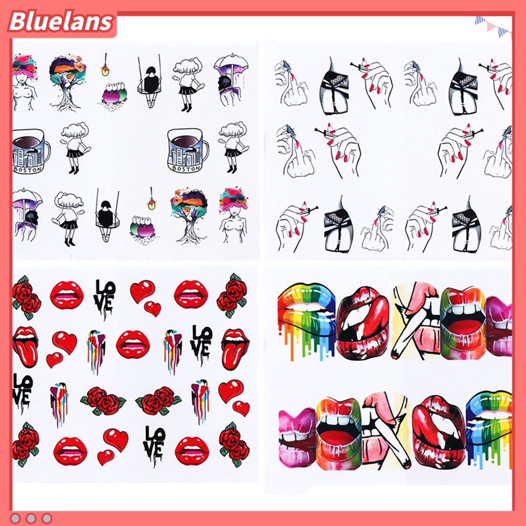 [BLM] 9pcs /Set Stiker Nail Art Sexy Sunfast Lips Shaped DIY Nail Art Decal Untuk Kecantikan