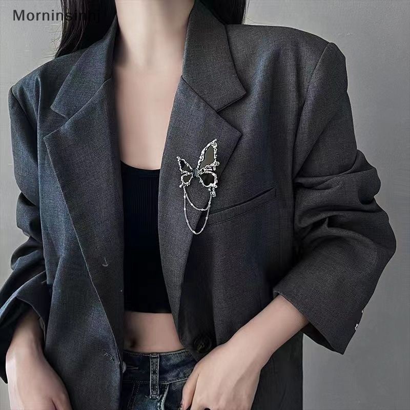 Mornin Alloy Kalung Kupu-Kupu Bros Rumbai Liontin Telinga Stud Untuk Wanita Mantel Jas Kemeja Kerah Pin Aksesoris Pakaian Perhiasan id