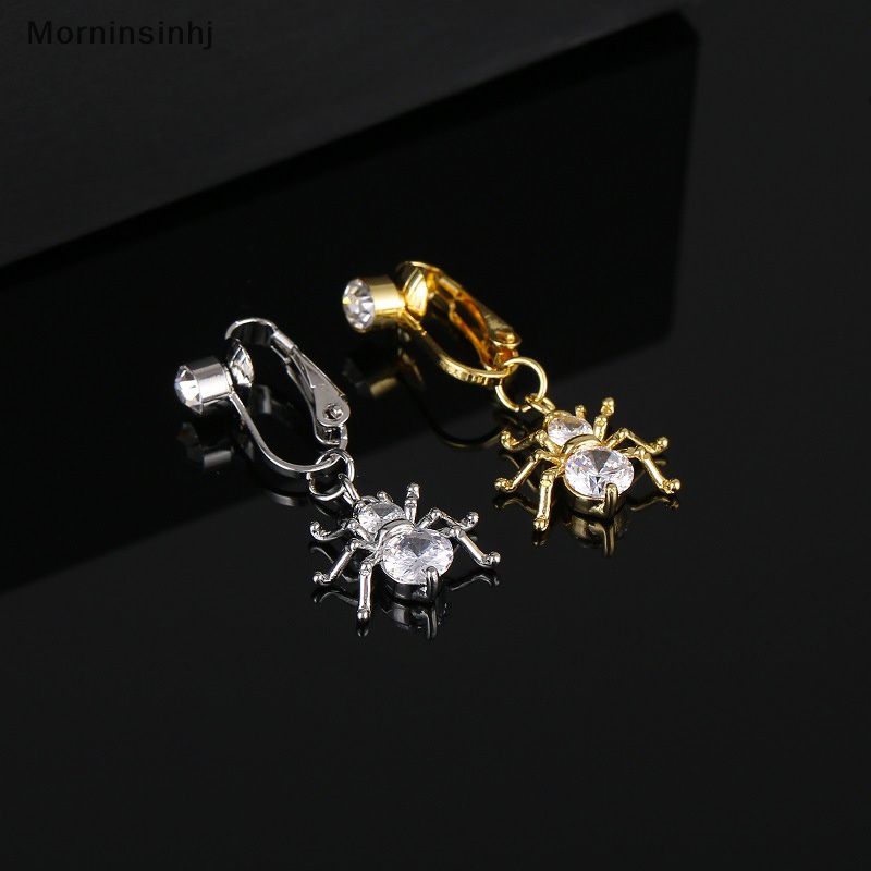 Mornin Sexy Belly Button Ring Free Punching Spider Cincin Pusar Palsu Tanpa Lubang Tembaga Hias Zircon Liontin Untuk Wanita Perhiasan Tubuh id