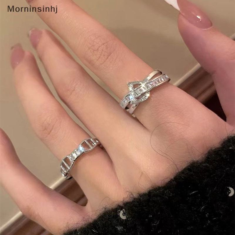 Mornin 2PCS Huruf D Adjustable Warna Perak Cincin Niche High-end Kepribadian Cahaya Terbuka Jari Telunjuk Rings Fashion Wanita Perhiasan id