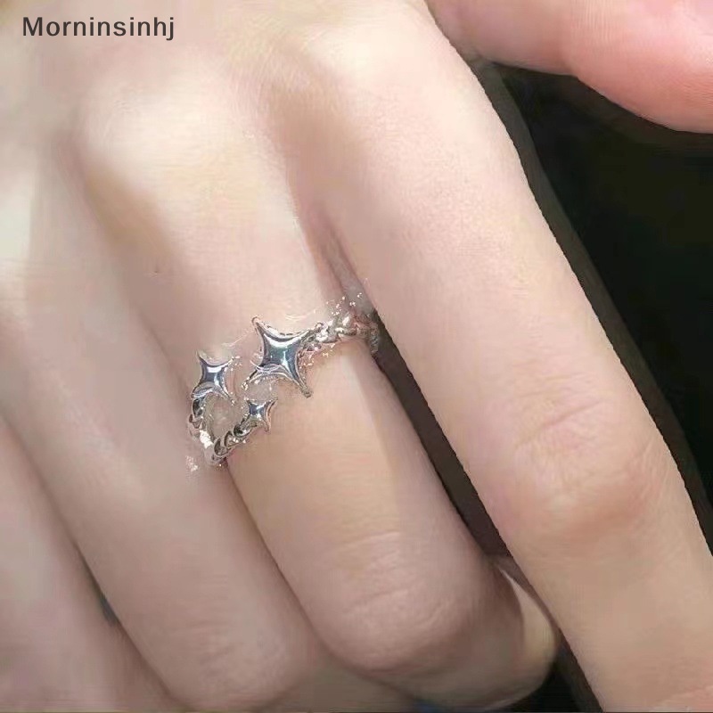 Mornin Cincin Gaya Korea Warna Silver Ins Bintang Keren Simple Fashion Opening Adjustable Finger Rings Untuk Wanita Perhiasan Pesta Hadiah id