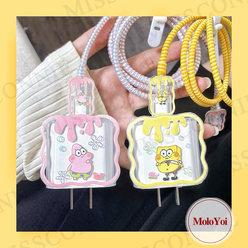 Set Lengan Kabel Data Tepi Bergelombang 5in1 Kompatibel Untuk Apple 18/20W Adapter Charger Cute Strawberry Bear Toy Story Love Heart Lovely Bowknot Cable Soft Cover Dengan Pelindung Gigitan