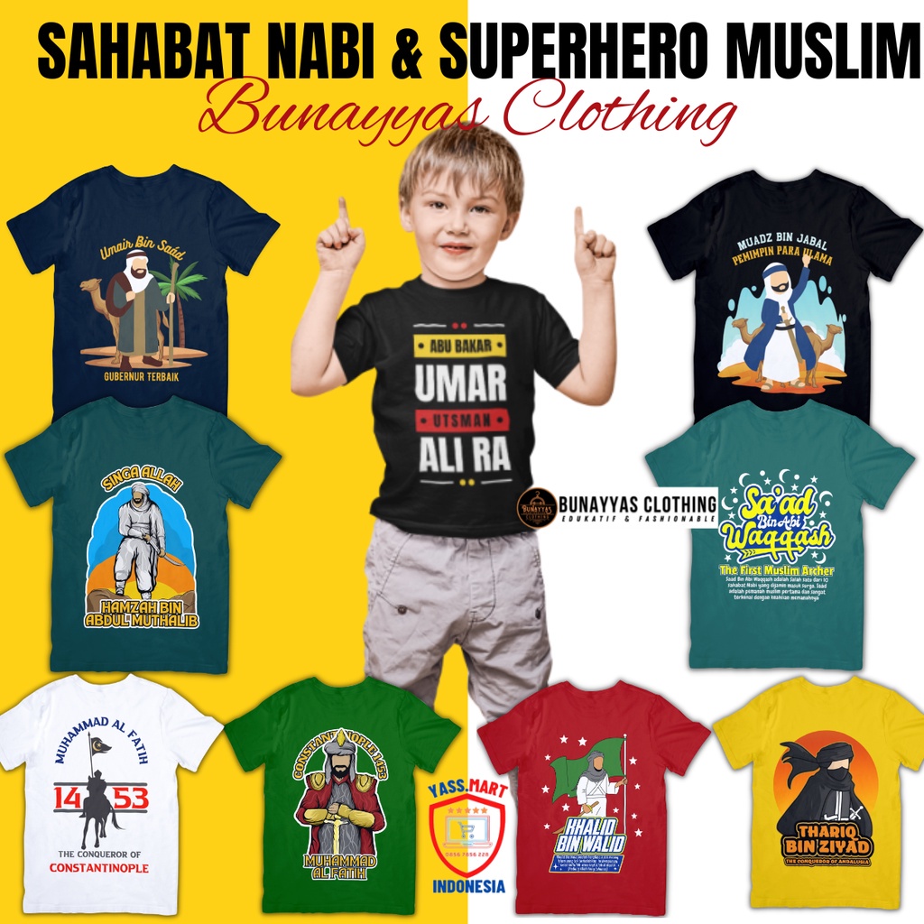 KAOS ANAK ISLAMI SAHABAT NABI SAID BIN ZAID KHALID BIN WALID HAMZAH BIN ABDUL MUTHALIB MUADZ BIN JAB