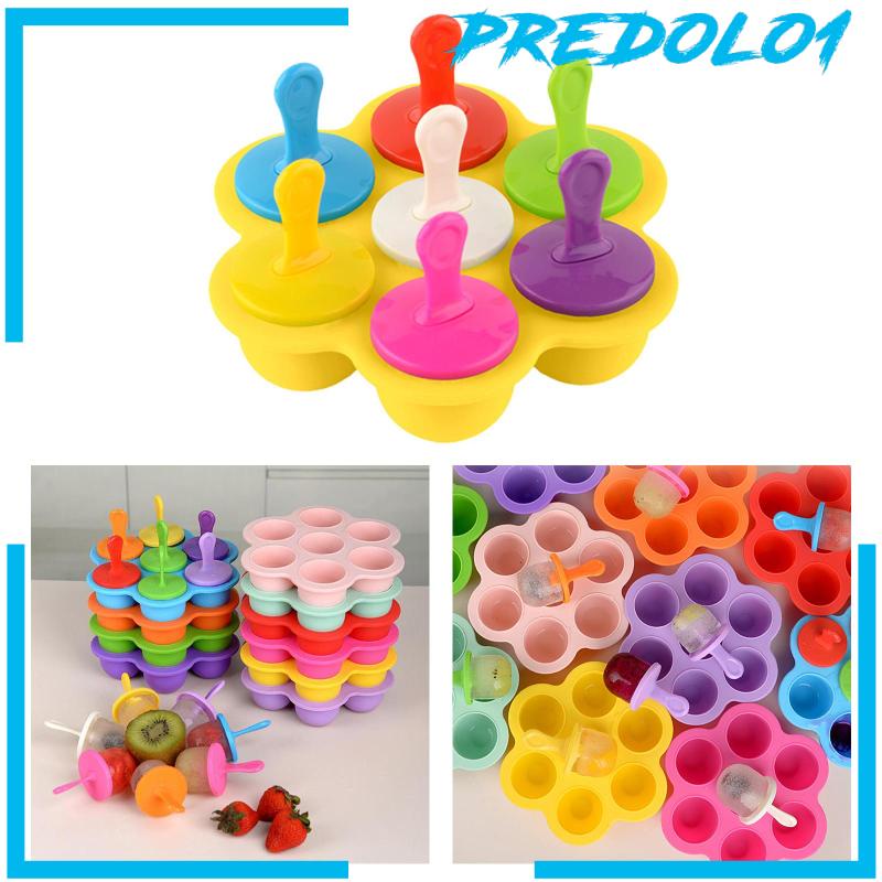 [Predolo1] Popsicle Maker 7grids Alat Pembuat Es Krim Dengan Tutup Untuk Toko Kue Homemade