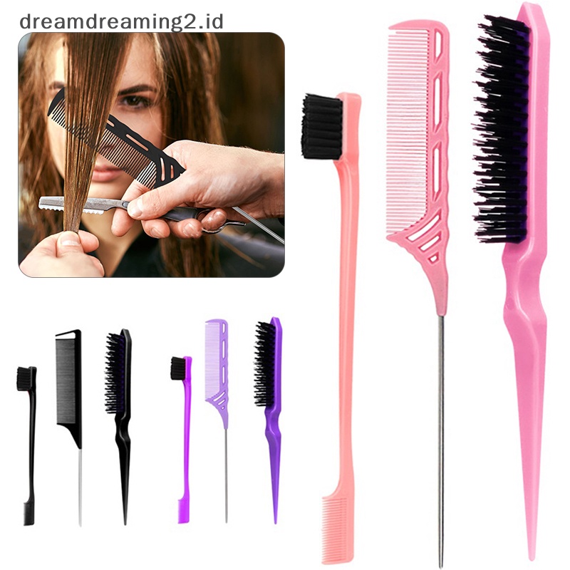 (drea) 3pcs /Set Sisir Rambut Kontrol Tepi Dua Sisi Styling Rambut Alat Sikat Rambut //