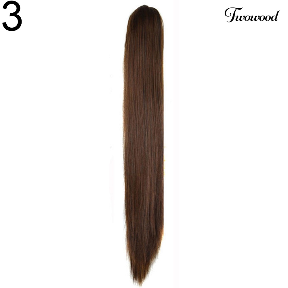 Twowood Fashion Wanita Panjang Lurus Alami Klip Ponytail Rambut Wig Ekstensi Sopak