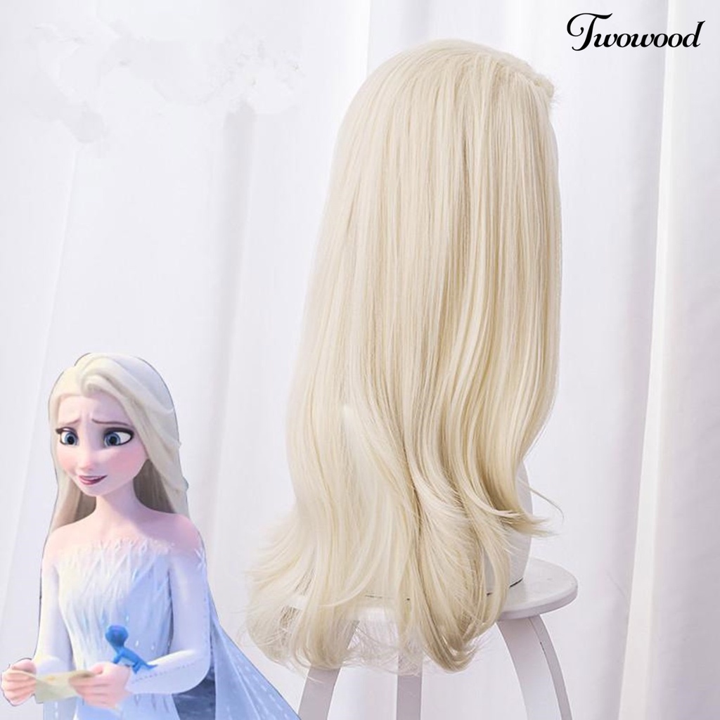 Twowood Wig Wavy Cosplay Curly Princess Wig Rambut Panjang Ratu Salju Putih Untuk Perempuan