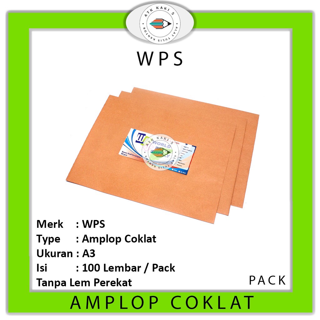 

WPS - Amplop Coklat Polos Ukuran A3 - Pack