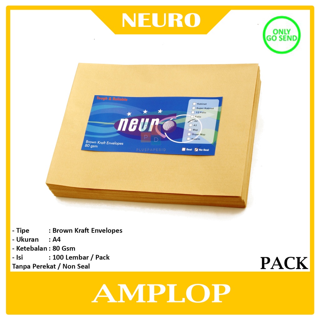 

NEURO - Amplop Coklat Ukuran A4 ( 30 x 22 cm ) No Seal - Pack