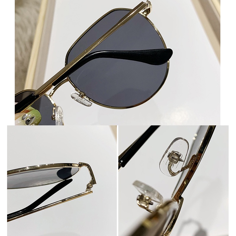 (YUZHU) Korea Fashion Bingkai Logam Kerai Kacamata Hitam Pilot Wanita Anti UV Sunglasses