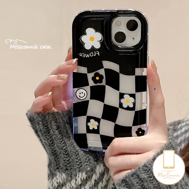 IPHONE Bunga Segar Daisy Pola Tidak Teratur Case Kompatibel Untuk Iphone7 8 6S 6plus11 XR 11 13 12 14 Pro MAX X XS MAX SE 2020love Heart Lucky Smile Shockproof Airbag Soft Case