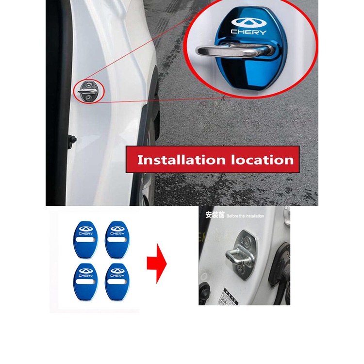 4pcs Logam Penutup Kunci Pintu Mobil Stiker Emblem Decal Untuk Chery Arrizo Tiggo 87 6 4 5x Pro Omoda 5 FX Fulwin Wajah QQ Aksesoris