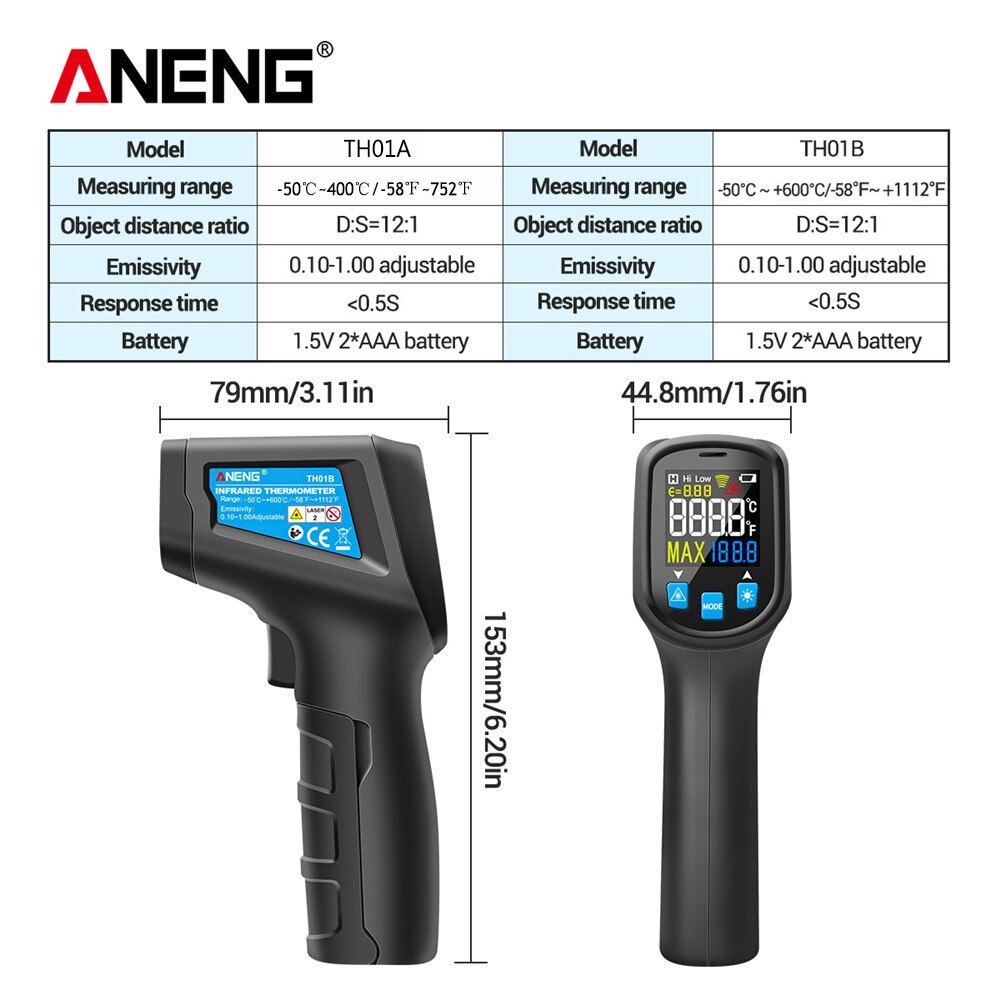ANENG Thermometer Infrared IR Digital Non Contact - TH01A