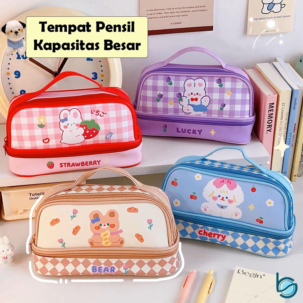 

Tempat pensil berkapasitas besar/tas kosmetik berlapis ganda/tas penyimpanan - Best Stationary