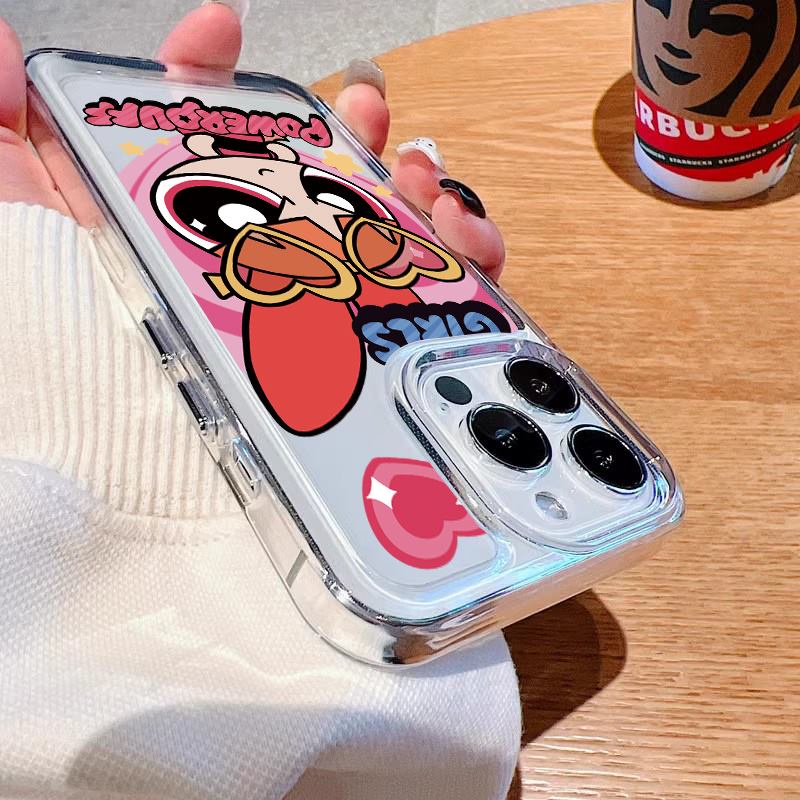 The Powerpuff Gadis Kartun Mewah Transparan Cover Pelindung Untuk Iphone14 13 12 11 Pro Max Plus Mini Case Untuk iPhone X XS Max XR Shockproof Soft Bumper Belakang Keras