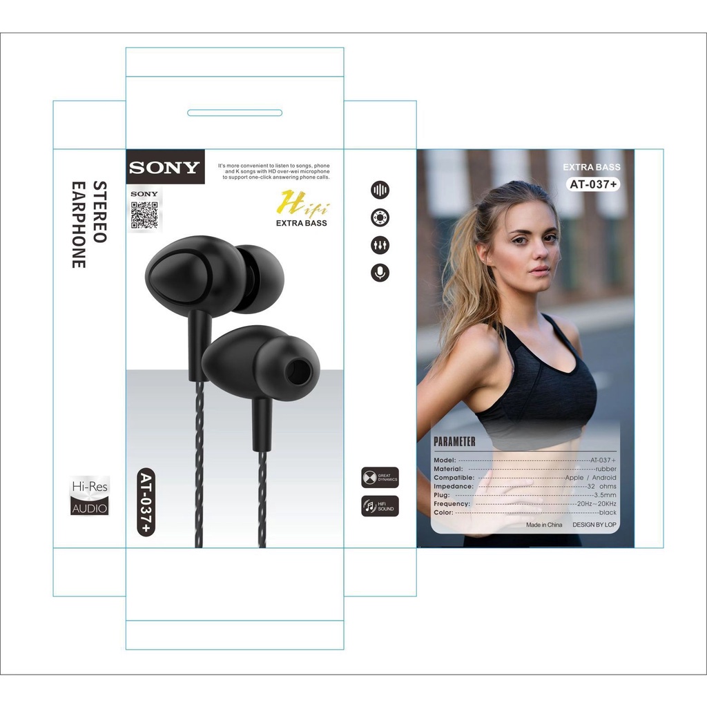 (Bergaransi) Handsfree AT-037 Plus Extra Bass / Earphone AT037 Berkualitas Tinggi / Headset Suara Je