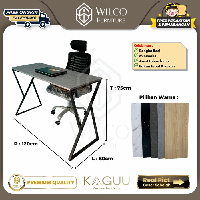 Meja Gaming Kaki Besi Silang / Kursi Gaming Jaring Kepala Modern PLG - Set Kursi+Meja