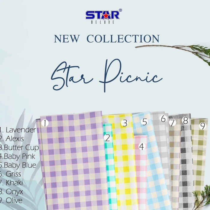 Murah Bahan Kain Sprei Star Meteran - STAR PICNIC