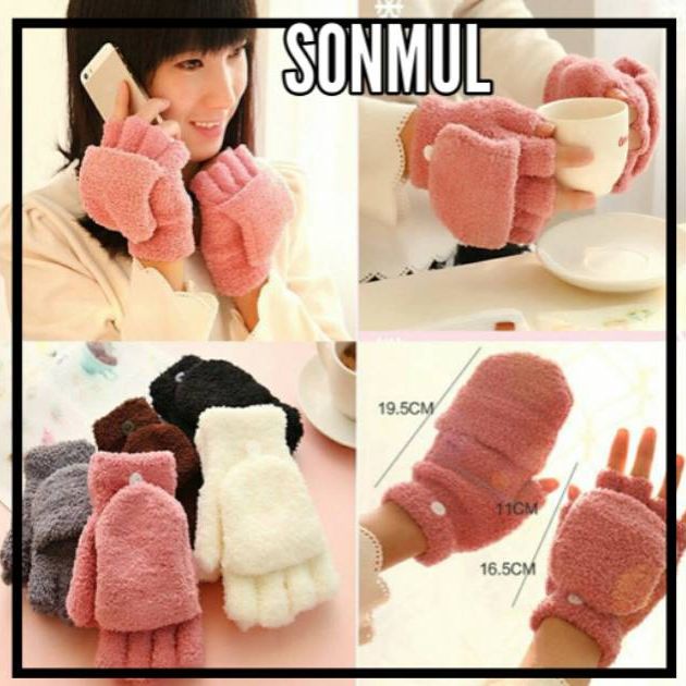 Winter Wool Trim Gloves Hand Warmer Sarung Tangan Musim Dingin Woman Kids