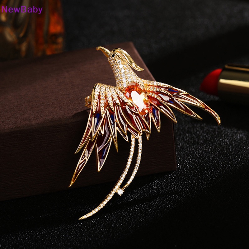 Newbaby Kristal Enamel Phoenix Burung Bros Hewan Pin Untuk Wanita Pria Brooch Pin Hadiah ID