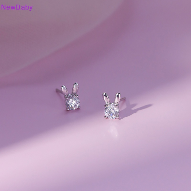Newbaby 1pasang Anting Lucu Kelinci Indah Zirkon Berlian Imitasi Stud Earrings Fashion Perhiasan Stud Earrings Wanita Temperamen Ringan Perhiasan Pernikahan ID