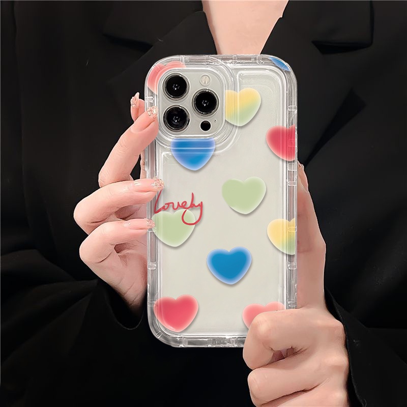 IPHONE Love Soft Phone Case Kompatibel Untuk Iphone14 13 11 12 Pro XS Max X XR 7+ 8plus Casing Transparan TPU Silikon Shockproof Cover