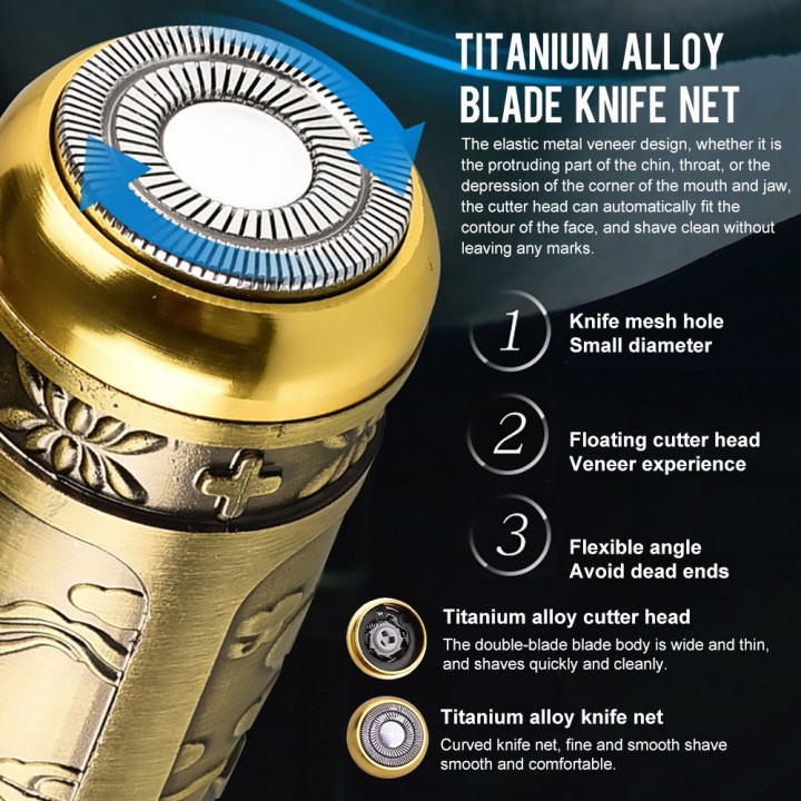 9 KEZU RAZOR HW-T8 GOLDEN - Alat Cukur Kumis Jenggot Mini Shaver Razor