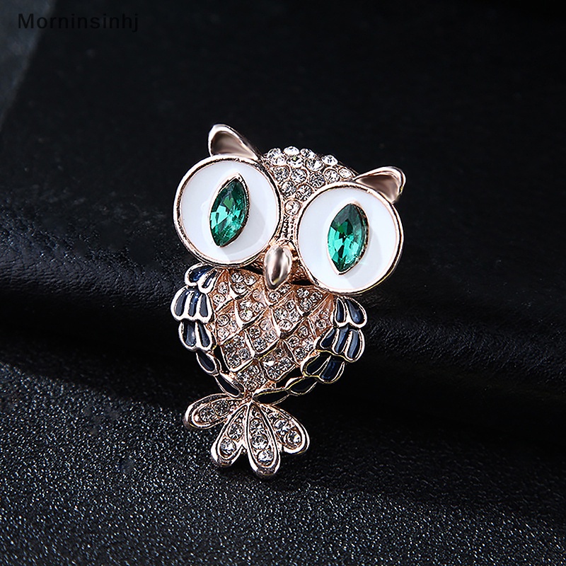 Mornin Fashion Full Berlian Drop Oil Cute Owl Bros Pin Light Bird Korsase Untuk Wanita Perhiasan Aksesoris Pakaian id