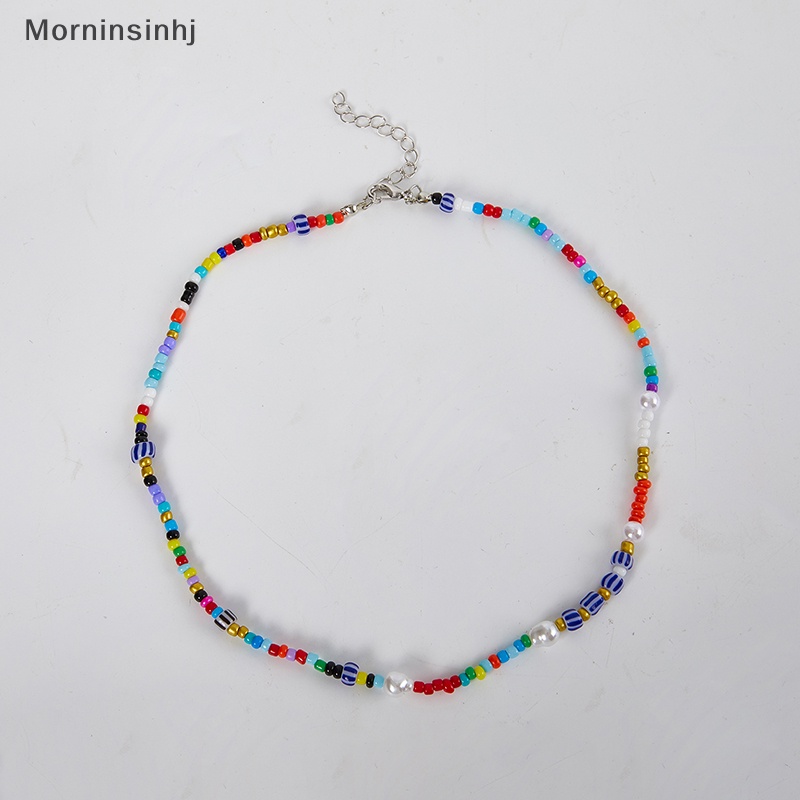 Mornin Trendi Bohemia Warna Hujan Manik-Manik Rantai Mutiara Choker Kalung Untuk Wanita Gaya Korea Fashion Lebah Kecil Aksesoris Perhiasan id