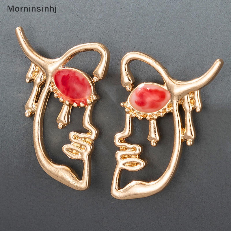 Mornin Punk Wajah Manusia Drop Anting-Anting Untuk Wanita Retro Abstrak Berongga Keluar Pernyataan Mode Hiperbole Menjuntai Anting-Anting Perhiasan Hadiah id