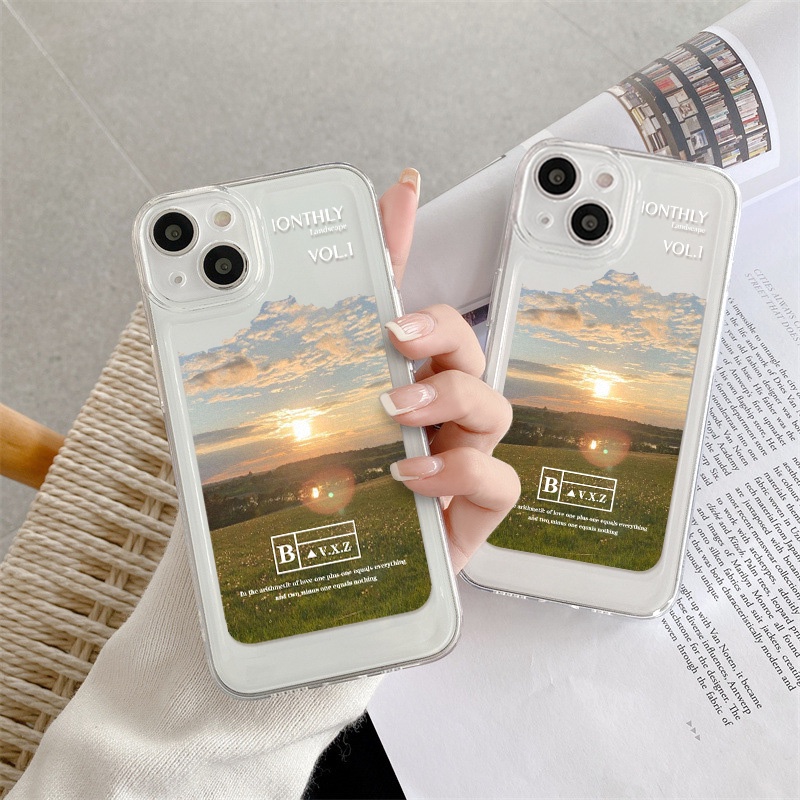 Sky Grass Case Alami Untuk Oppo Realme C21 C21Y C11 C2 C20 C25Y C11 C15 C30 C31 C35 C55 10 Pro 9i 9Pro Q5i V23 V11 Reno8 7 6 6Pro 5G 4SE Find X5 X5Pro Akrilik Ruang TPU Belakang Sarung