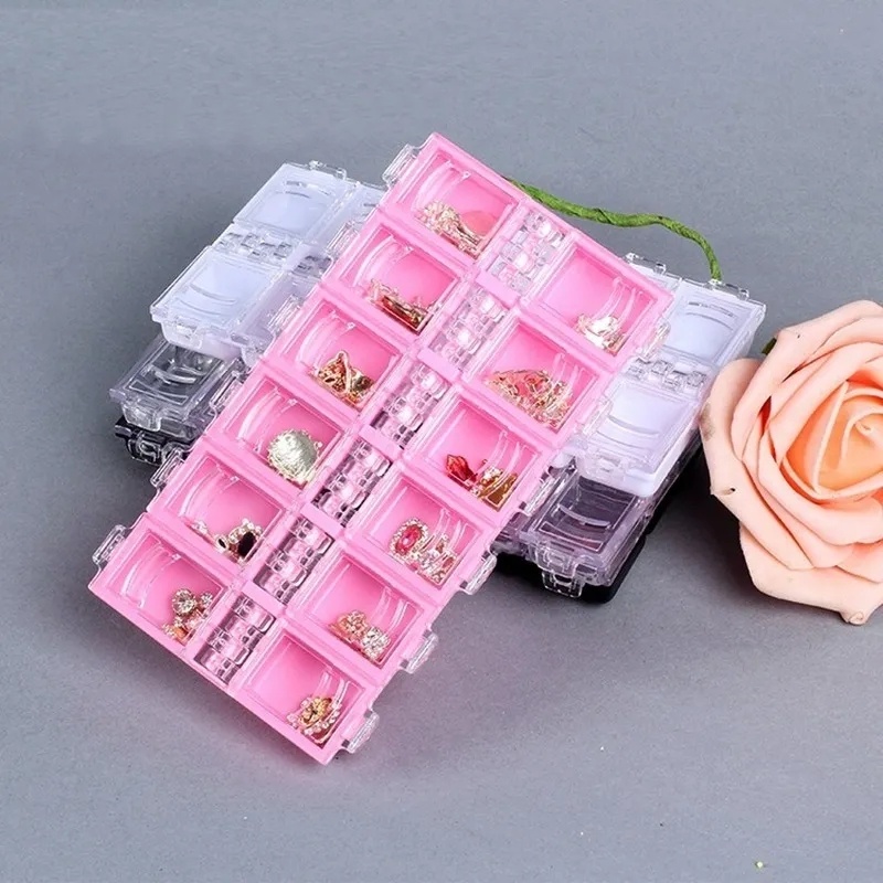 12kisi Nail Art Bening Kosong Tempat Penyimpanan Plastik/Bead Anting Wadah Perhiasan Manicure Kit