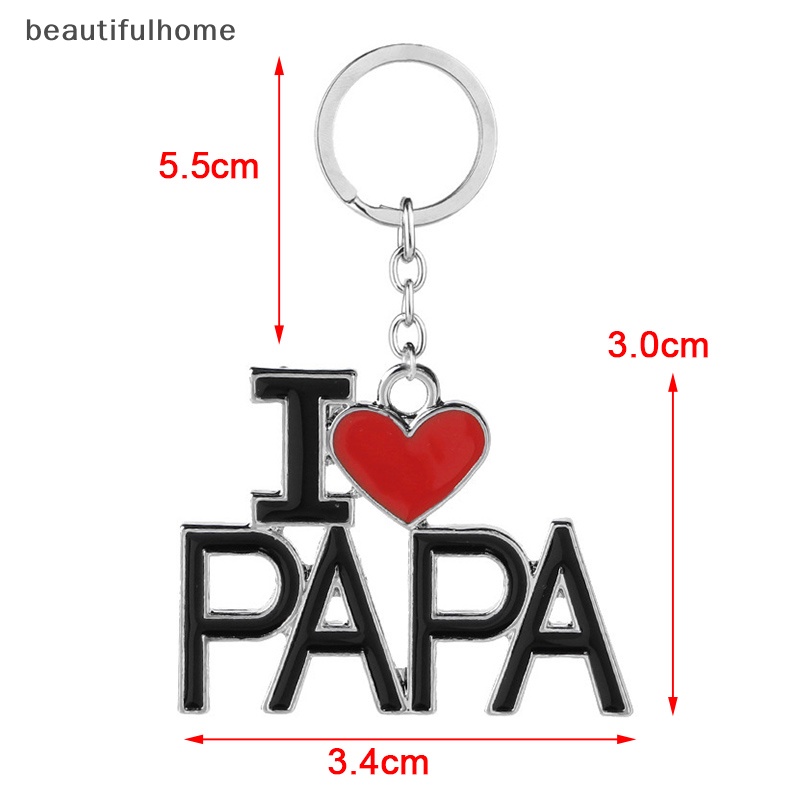 {Cantikrumah} Fashion Huruf I Love Mom/Dad Enamel Liontin Gantungan Kunci Keyring Hadiah Ibu Bapak.