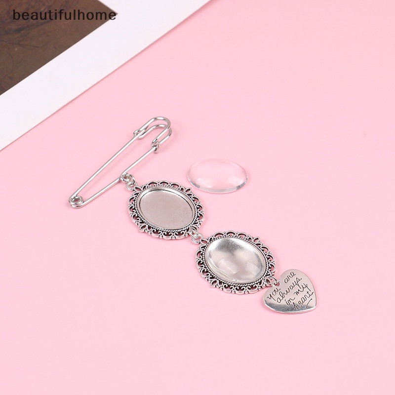 {beautifulhome} Wedding Bouquet Foto Charm DIY Pin Bros Bingkai Berenda Pesona Bingkai Foto Oval.