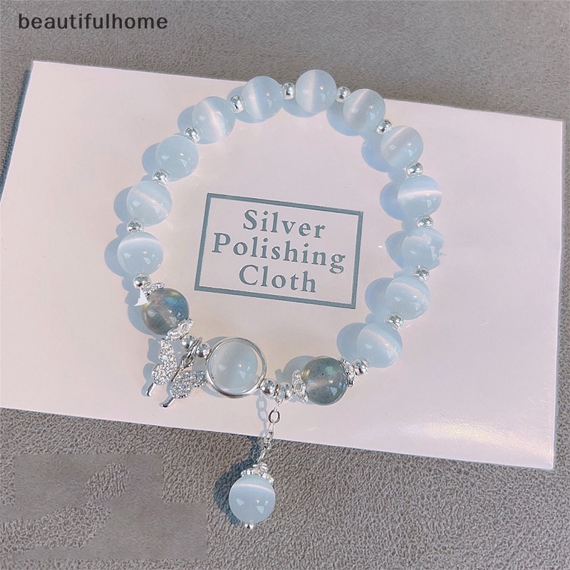 {beautifulhome} Fashion Korea Imitasi Opal Gelang Sederhana Liontin Gelang Ins Moonstone Kristal Manik Bulan Liontin Gelang Perhiasan Hadiah.